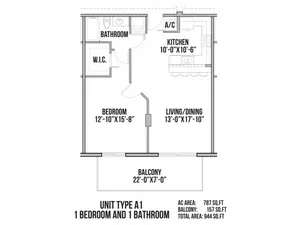 A1 | 1 Bedroom, 1 Bath
