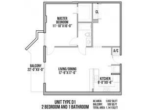 D1 | 2 Bedrooms, 1 Bath
