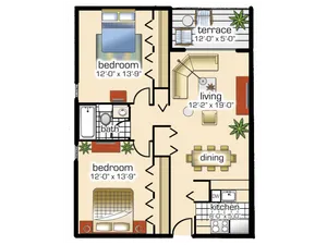 2 Bedroom, 1 Bath