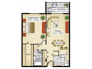 Model A | 1 Bedroom, 1 Bath