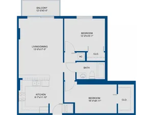 2 Bedroom, 1 Bath