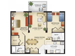 2 Bedroom, 2 Bath