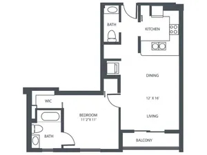 1 Bedroom, 1.5 Bath