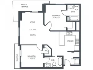 2 Bedroom, 2 Bath