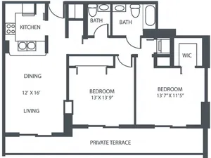 2 Bedroom, 1.5 Bath