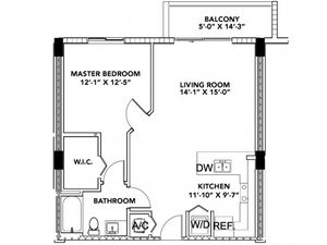 Model A | 1 Bedroom, 1 Bath