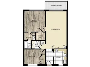 2 bedroom, 1.5 bath