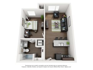 1 bedroom 1 bathroom apartment floor plan 213 Elm Street Prime Place Stillwater