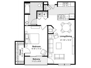 One Bedroom Floor Plan  | Apartments Kansas City, MO | Union Hill Place