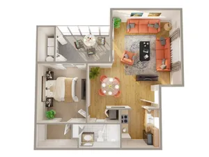1 Bedroom Floor Plan | rental apartments Boynton beach