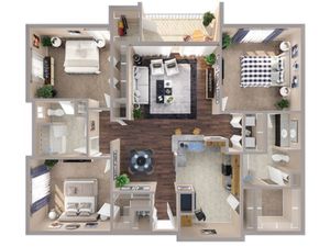 3 Bedroom Floor Plan | Humble TX Apartments | Advenir at Eagle Creek