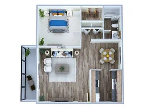 1 Bedroom Floor Plan | Altamonte Springs Apartments | Magnolia