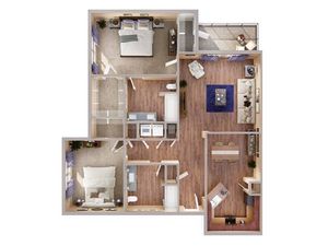 2 Bedroom Floor Plan Renovated | Richmond TX Apartments | Advenir at Grand Parkway West