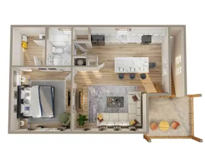 one bedroom one bath ground level duplex