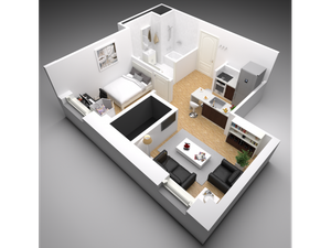 1 bed floor plan
