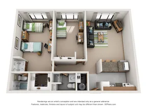 2 Bed A - Triple - Washer Dryer
