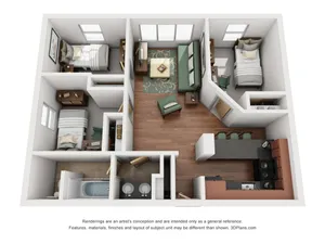 3 Bed- 1 Bath (3 Person)