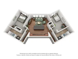 2 Bed-2 Bath (2 Person)