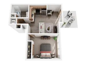 Crest One Bedroom Duplex Floor Plan