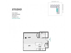 Studio Floor Plan at Seven at Broadway