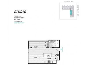 Studio Floor Plan at Seven at Broadway