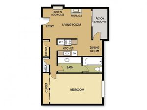 1 bedroom w/ fireplace