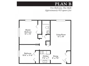 Plan B, 2-bed, 1-bath