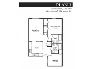 Plan 1, 2-bed, 2-bath