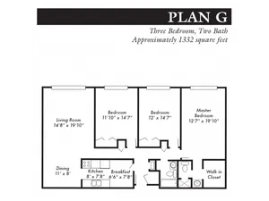 Plan G, 3-bed, 2-bath