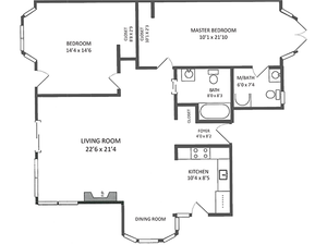 Cottage A 2BD/2BA Floor Plan
