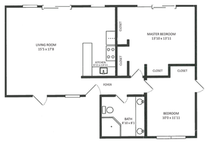 Cottage C 2BD/1BA Floor Plan