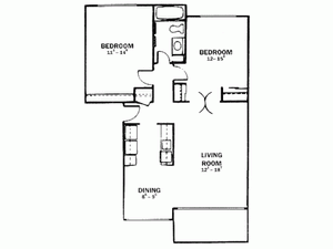 2 bedroom 1 bath- 865 sqft