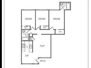 Three Bedroom Two Bath Floor Plan