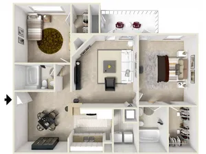 Two Bedroom & Two Bathroom Split Style