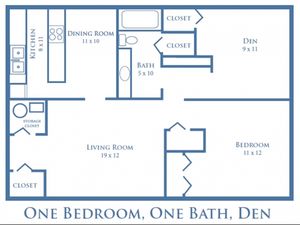 One Bedroom, One Bath, Den - 900 sq. ft.