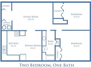 Two Bedroom, One Bath - 950 sq. ft.