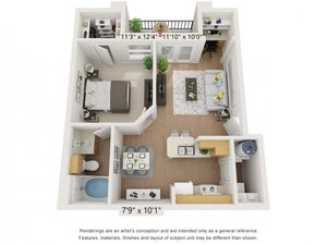 1x1 Floor Plan | Apartments in Houston, TX | The Henry at Liberty Hills