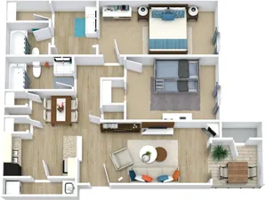 2 BED / 2 BATH / 961 SQFT