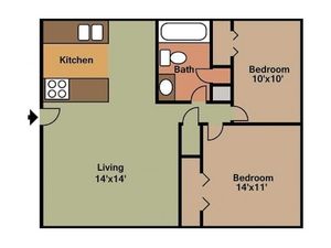 2 Bedroom Seminole Floor plan 2D