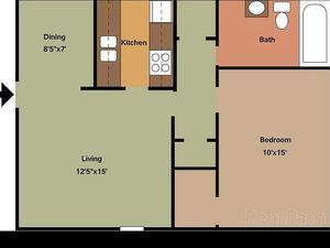 1 Bedroom 1 Bathroom 2D floor plan