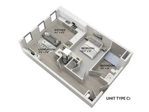 C1 - 608 Sq. Ft.