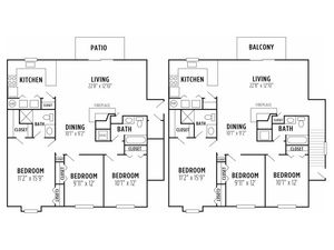Floor Plan 2 | Apartments For Rent In Wyomissing PA | Victoria Crossing Apartments