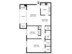 Two bedroom floor plan