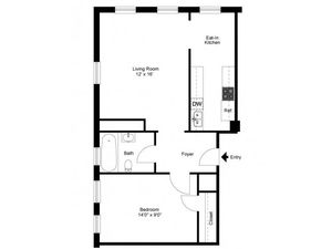 One Bedroom Deluxe Floor Plan