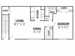 1 Bedroom Floor Plan | Apartments For Rent In Wyomissing PA | Woodland Plaza