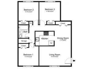 Three bedroom floorplan