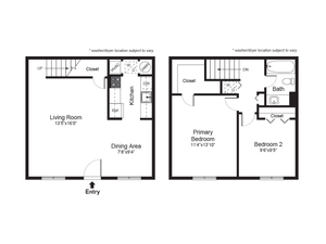 2 bed townhome