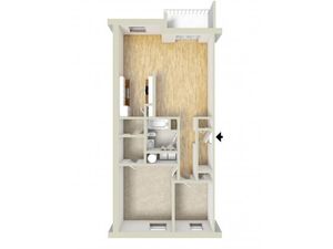 One bedroom with den floor plan