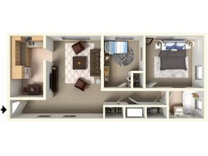 A Layout (Living Room in Middle)
