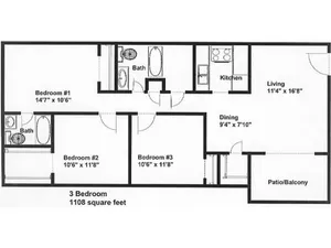 PALMER HOUSE APARTMENTS OF GREENSBORO, - 3 Bedroom